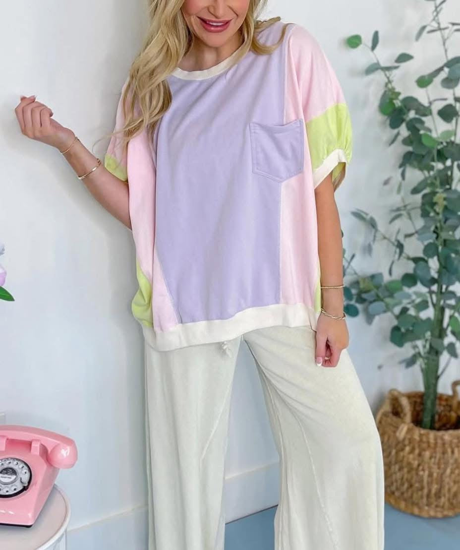 **MORE COLORS** Weekend Warrior Colorblock Drop Sleeve Tee