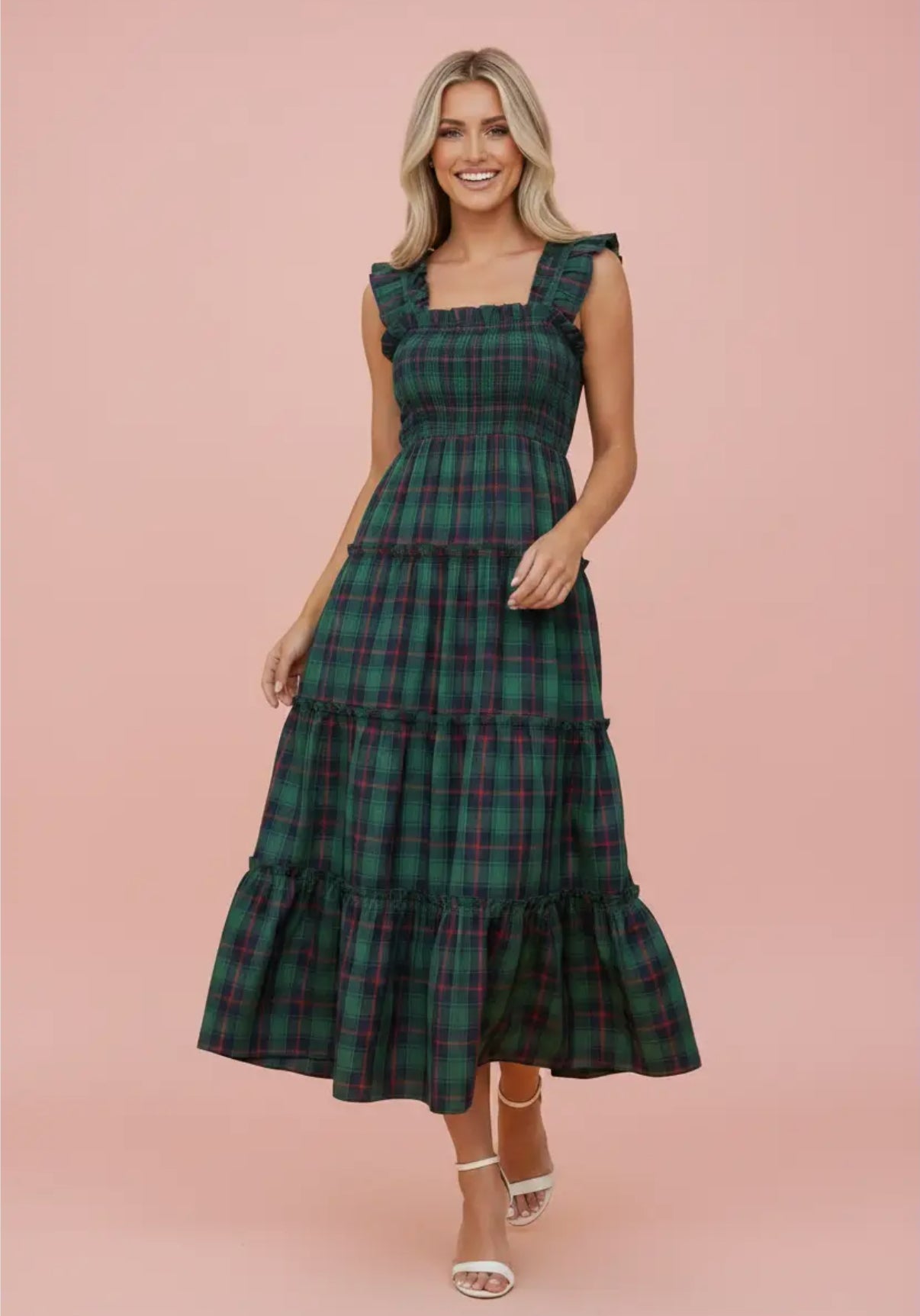 Merry & Plaid Green Tartan Nap Dress
