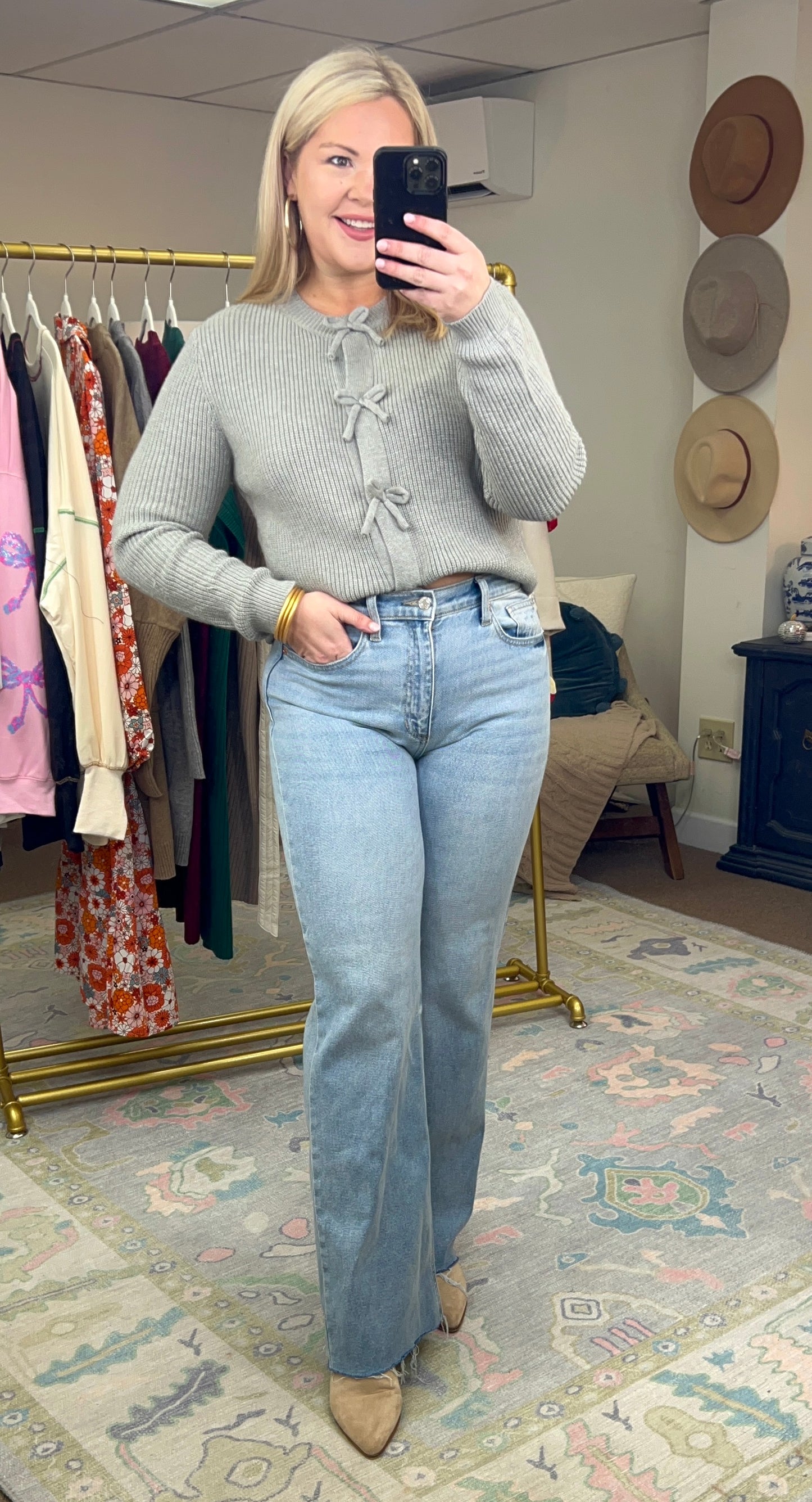 Take Note Bow Front Cardigan