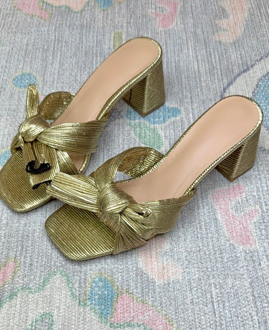 Splendid Style Metallic Bow Block Heels