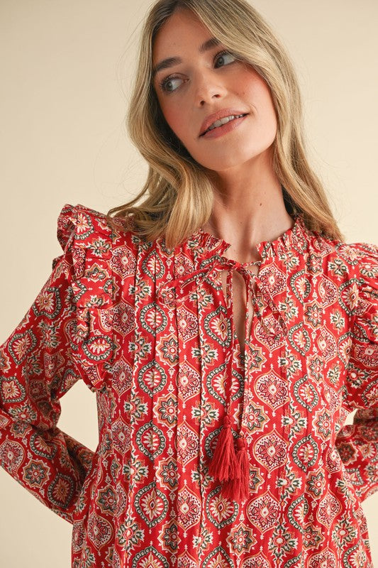 Sweet Annie Ruffle Trim Mini Dress