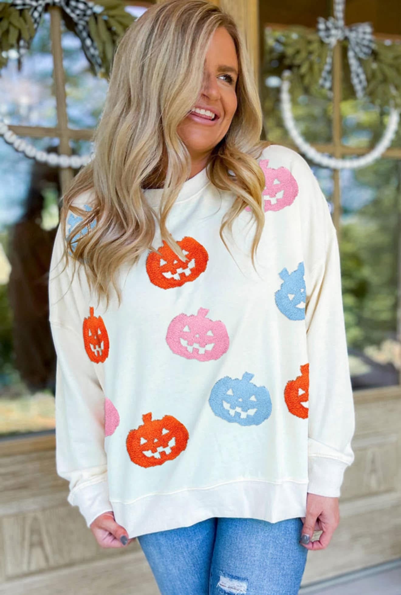 Precious in the Patch Pumpkin Crewneck Pullover