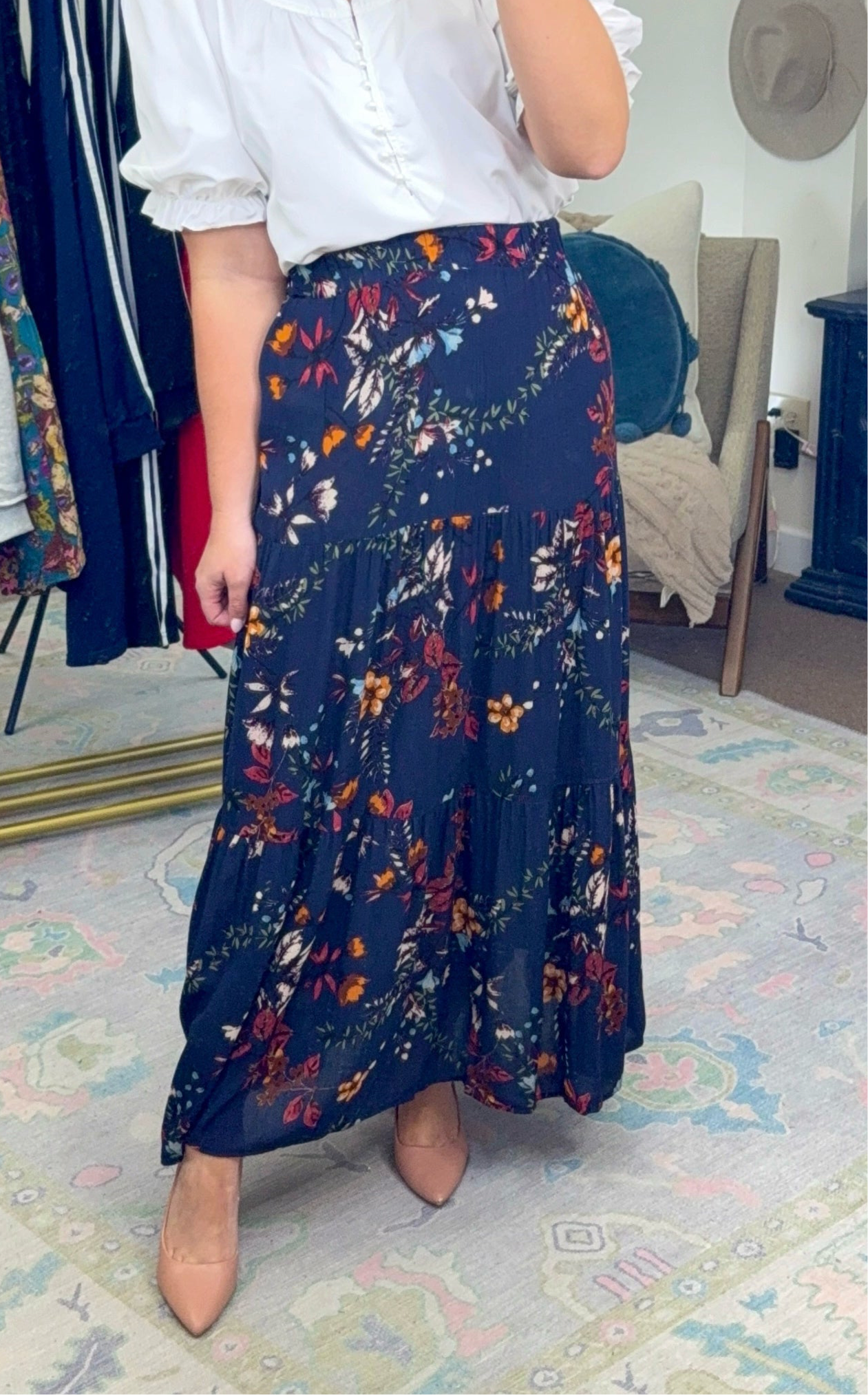 Afterglow Meadow Tiered Maxi Skirt