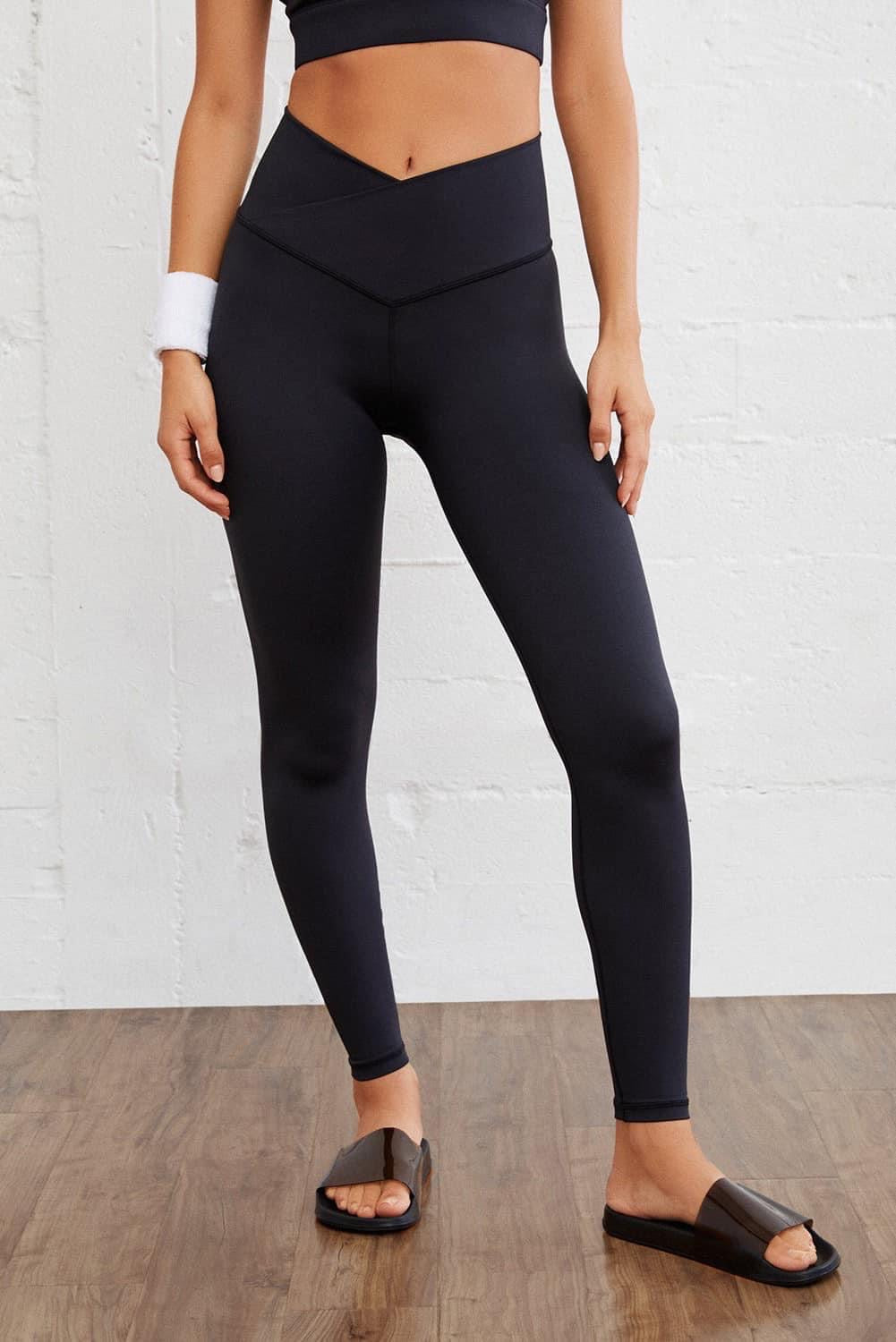 Black Seamless Crossover Waist Leggings