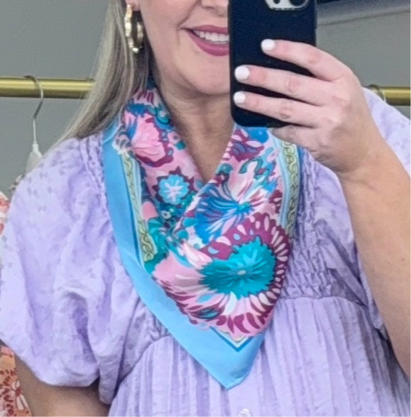 Turquoise Sunday Best Abstract Silk Neck Scarf
