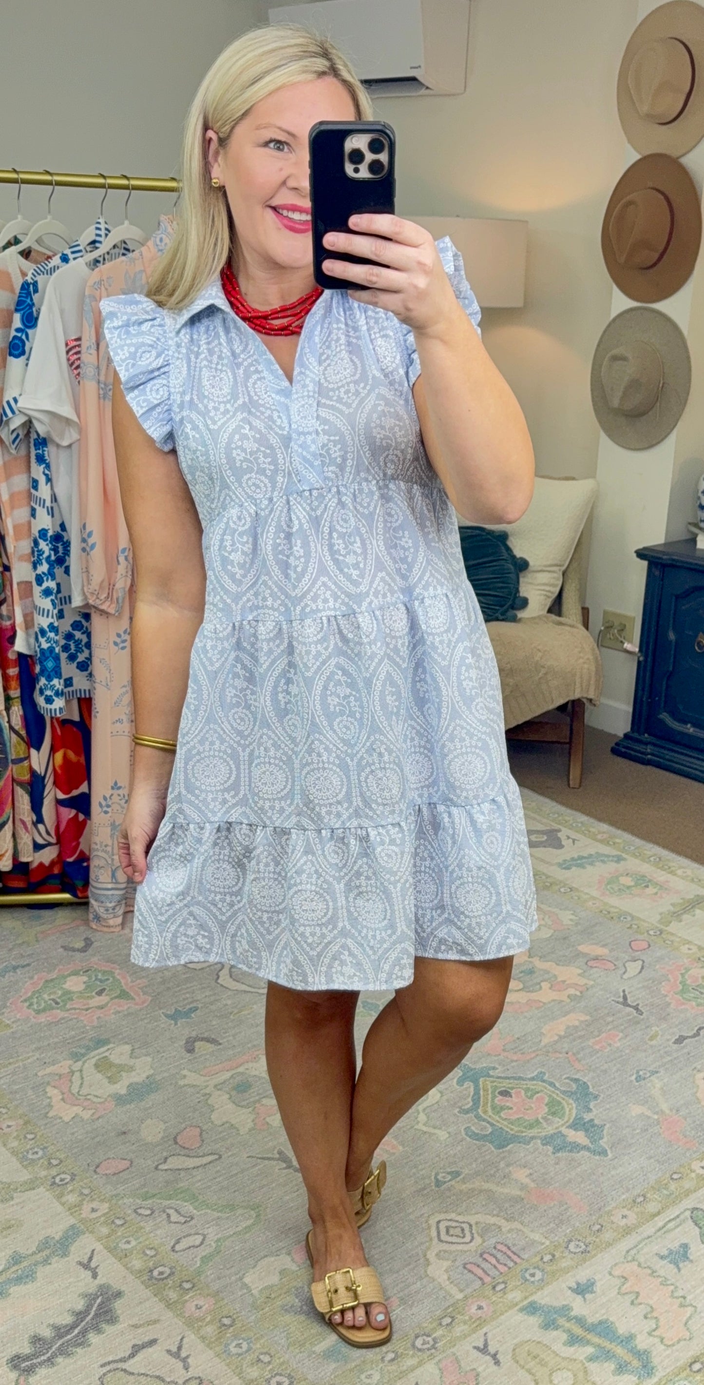 Always On Time Tiered Embroidered Dress