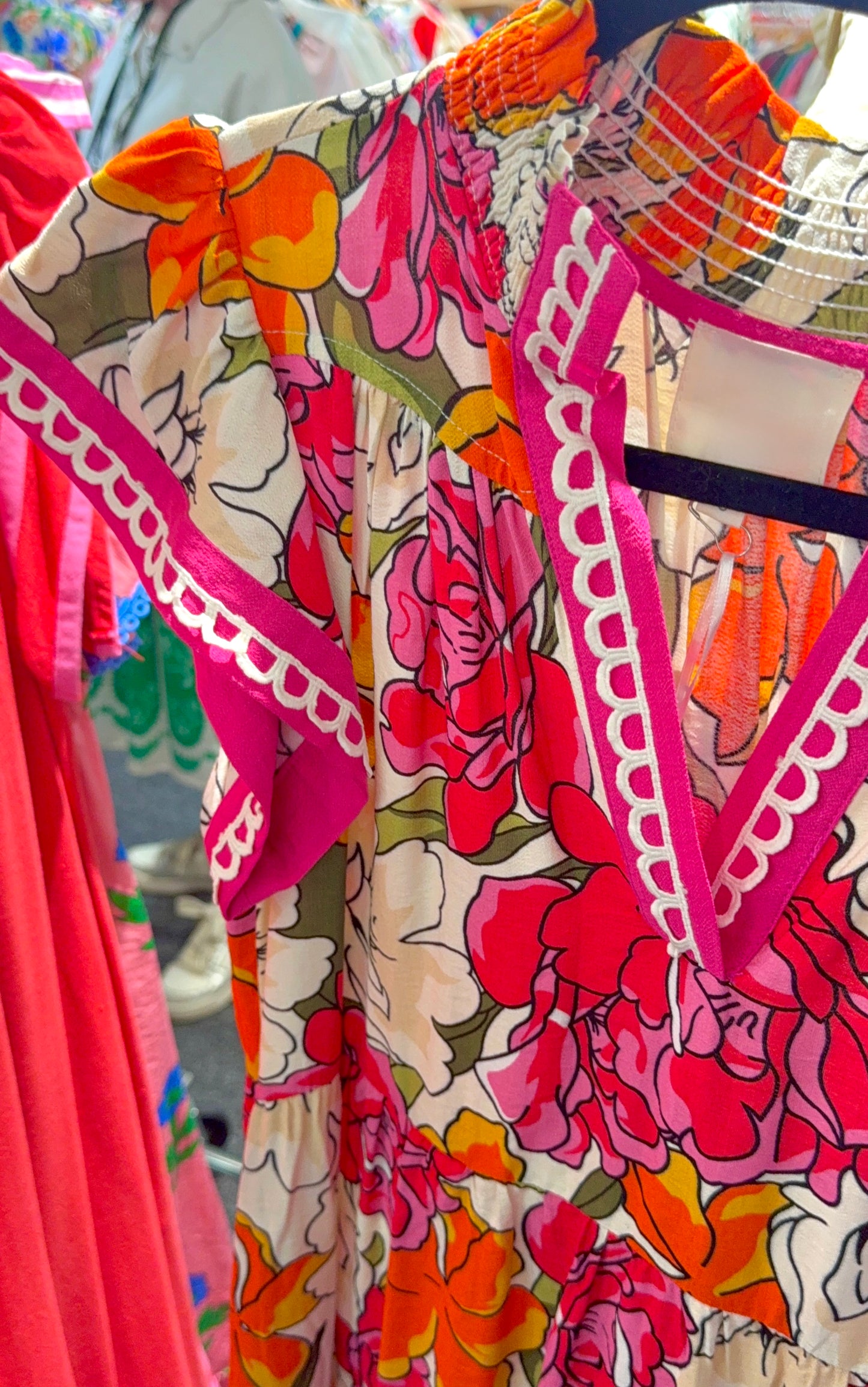UMGEE: Peony Promenade Floral Print Tiered Midi Dress
