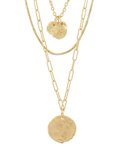 Three Wishes Hammered Pendant Layer Necklace