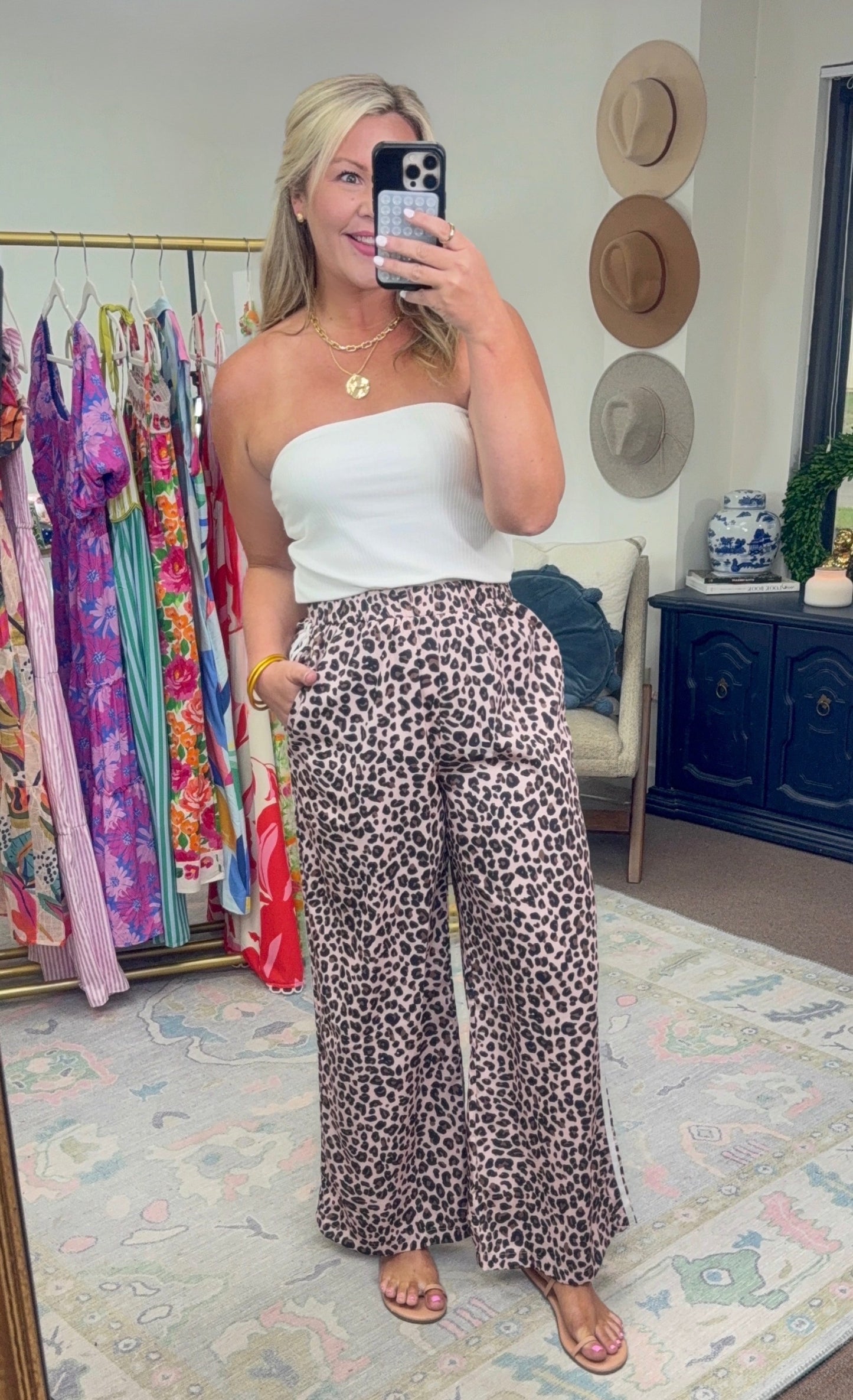 Wild Card Wide Leg Leopard Print Pants