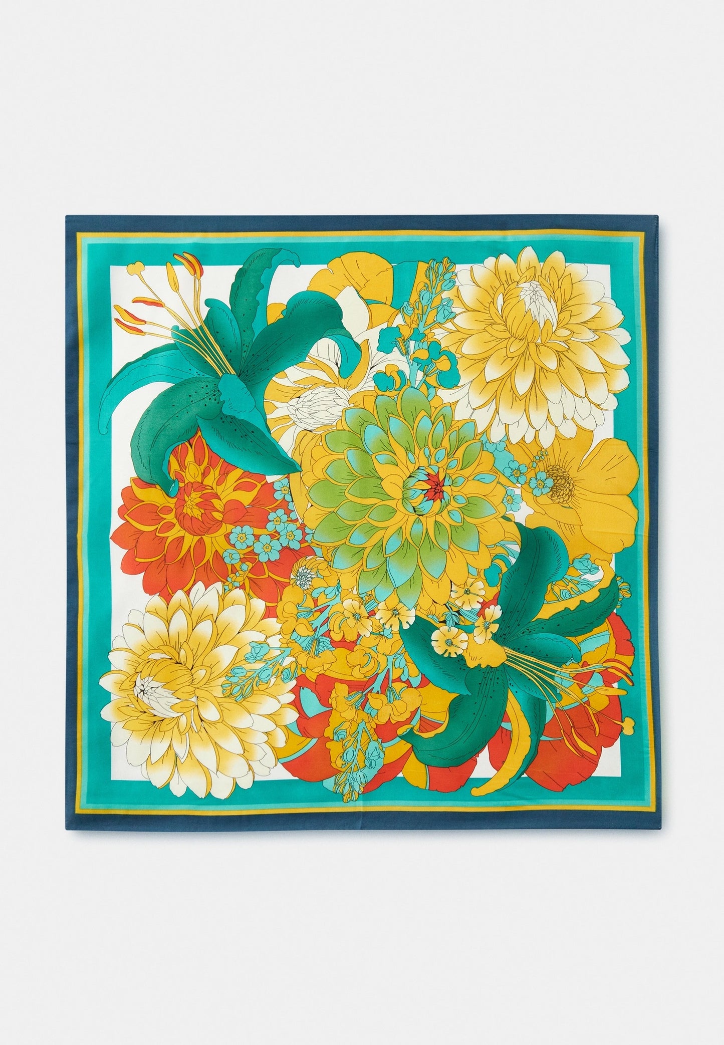 Vintage Blooms Silk Neck Scarf in Green