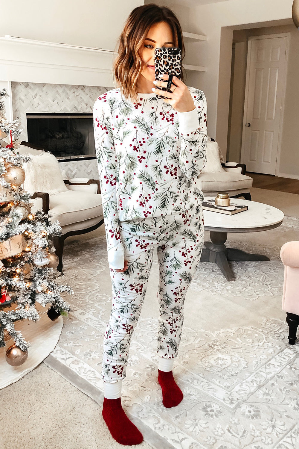 Happy Holly-Days Printed Pajama Set