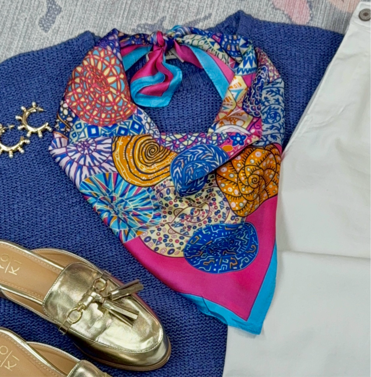Kaleidoscope Dreams Abstract Silk Neck Scarf