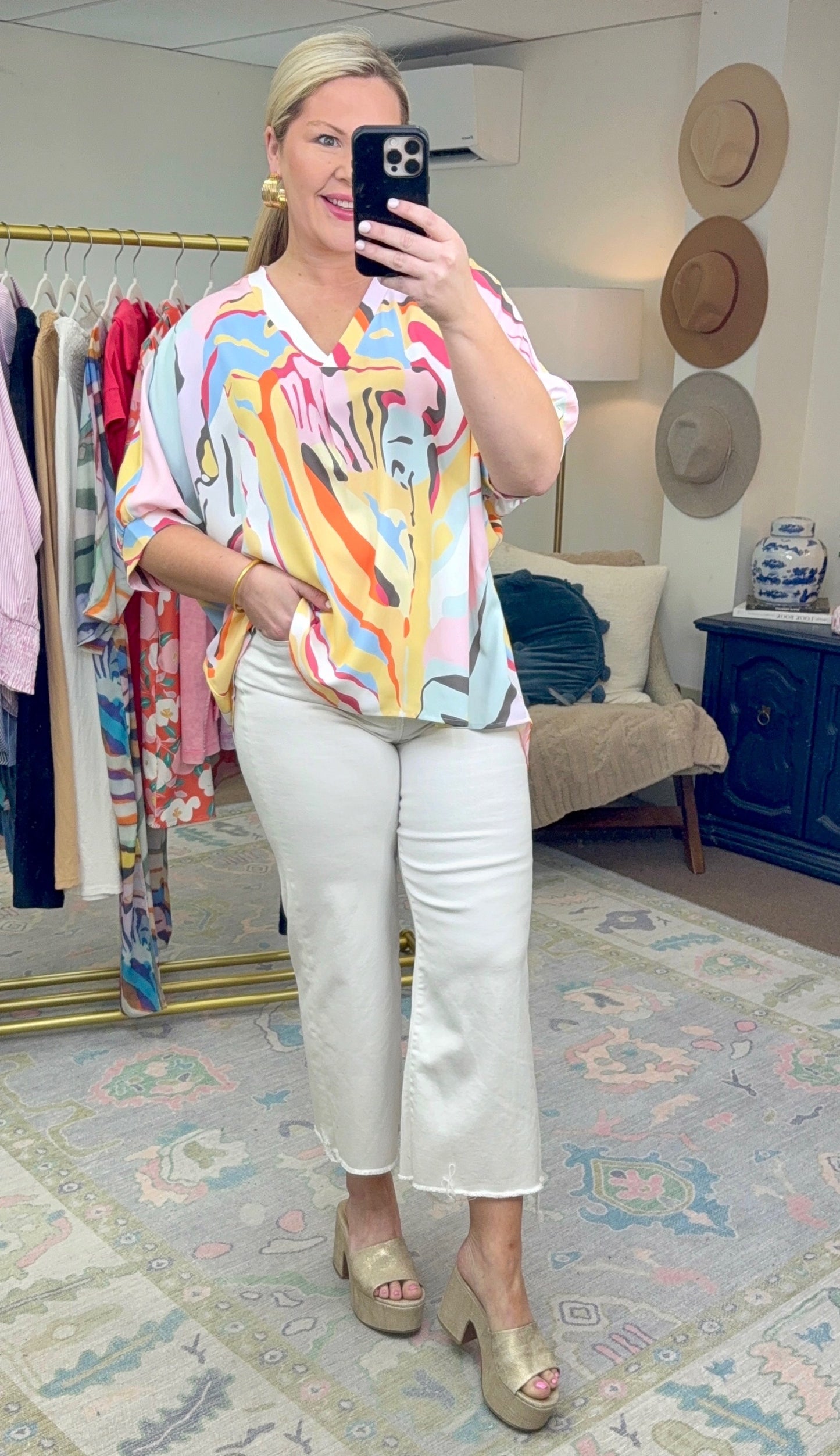 Easy Street Swirl Print Kaftan Blouse