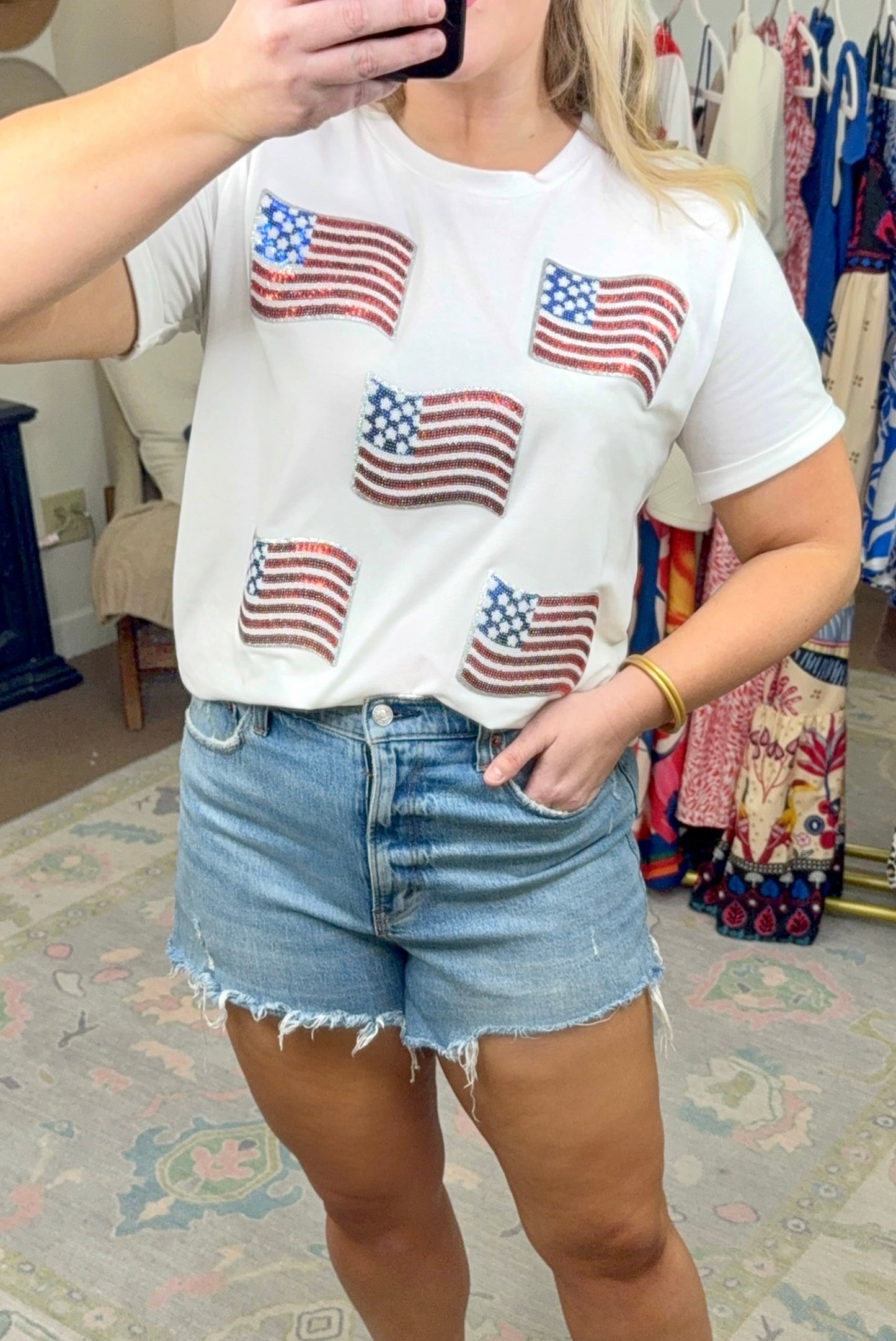 Star Spangled Flag Sequin Tee