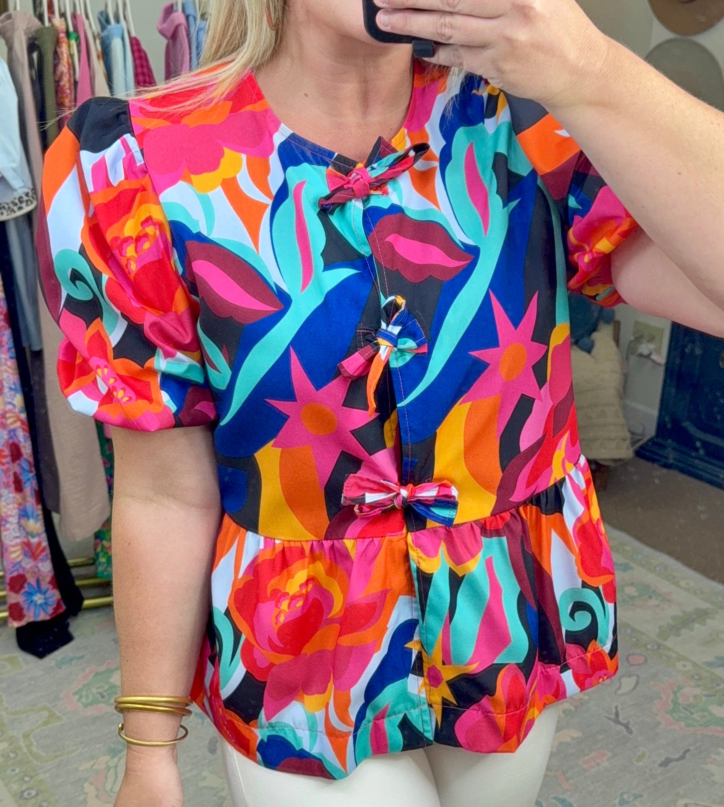 Where There’s Love Printed Bow Blouse