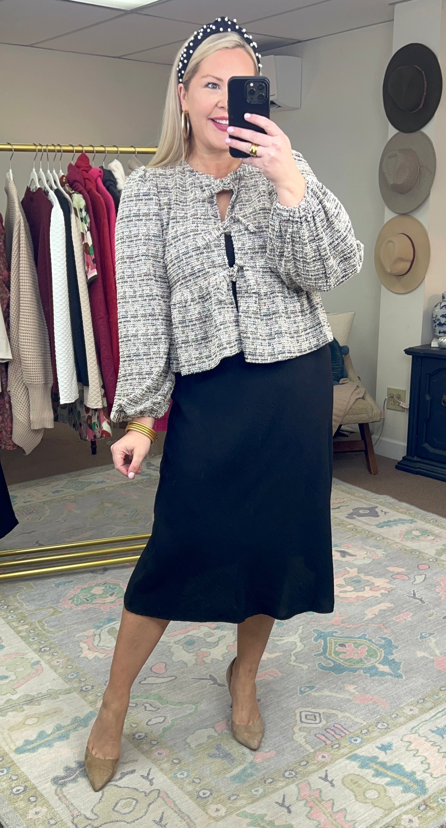 Born On Fifth Tweed Bow Knot Top