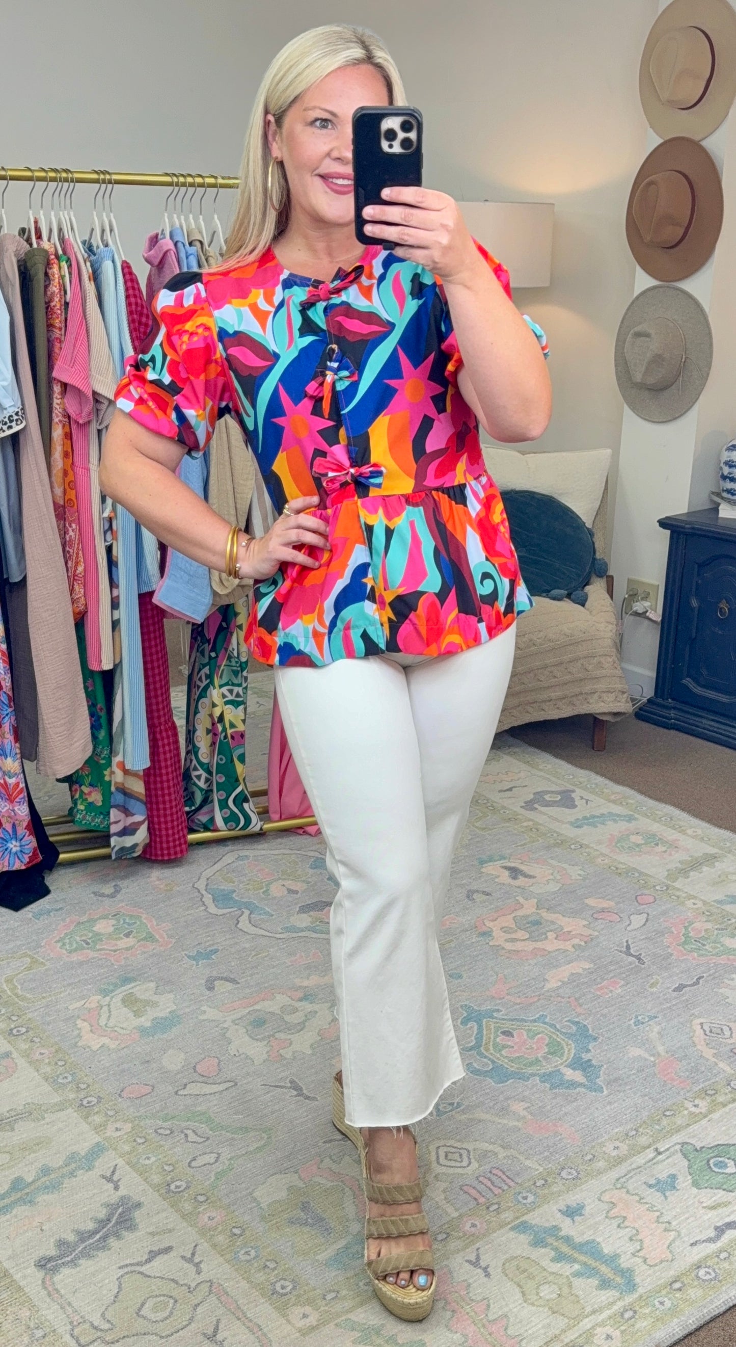Where There’s Love Printed Bow Blouse