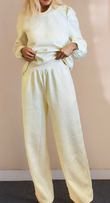 Kind Heart Textured Puff Sleeve Lounge Set