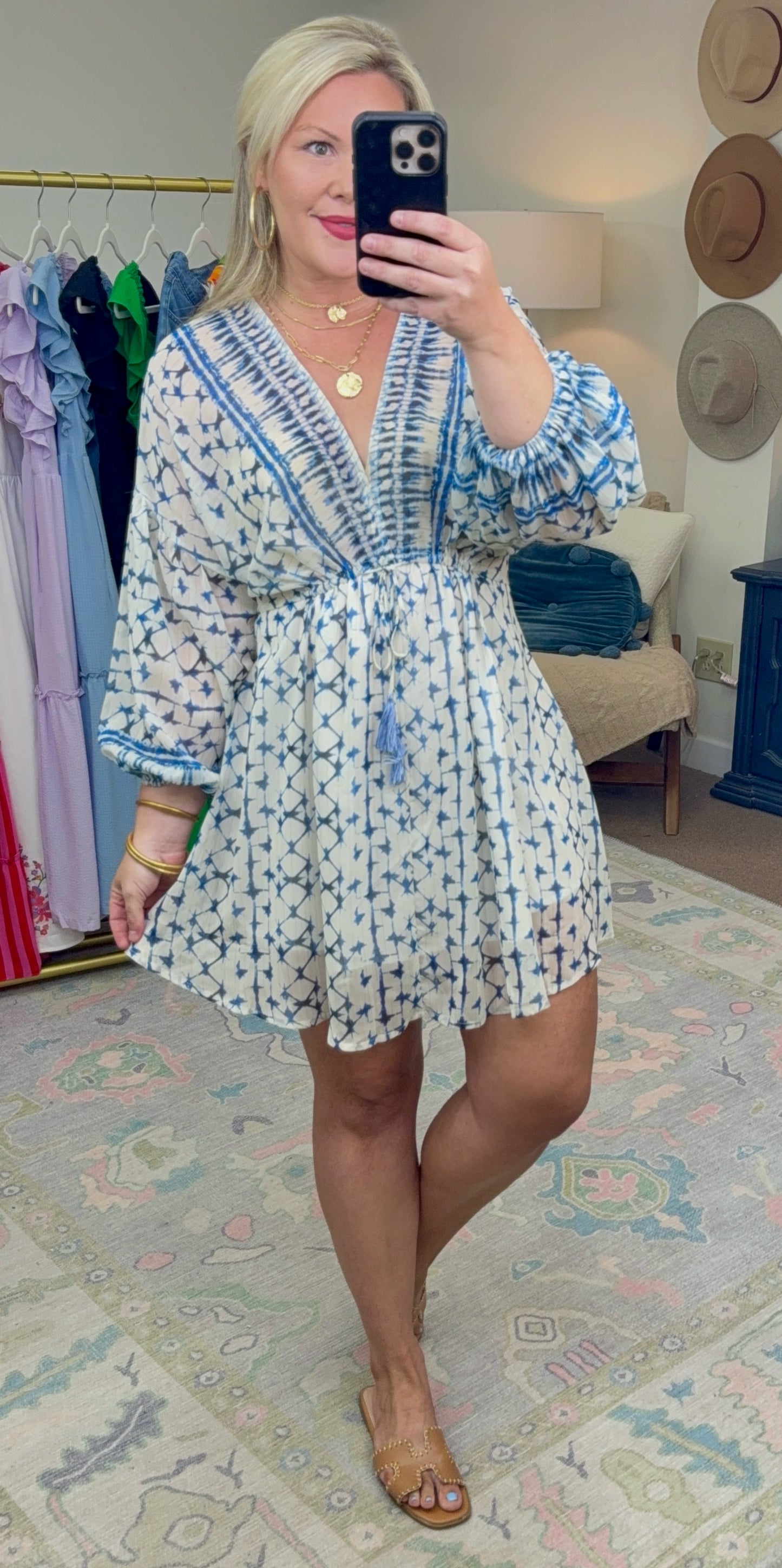 ✨RESTOCK✨ Worlds Apart Metallic Thread Print Dress