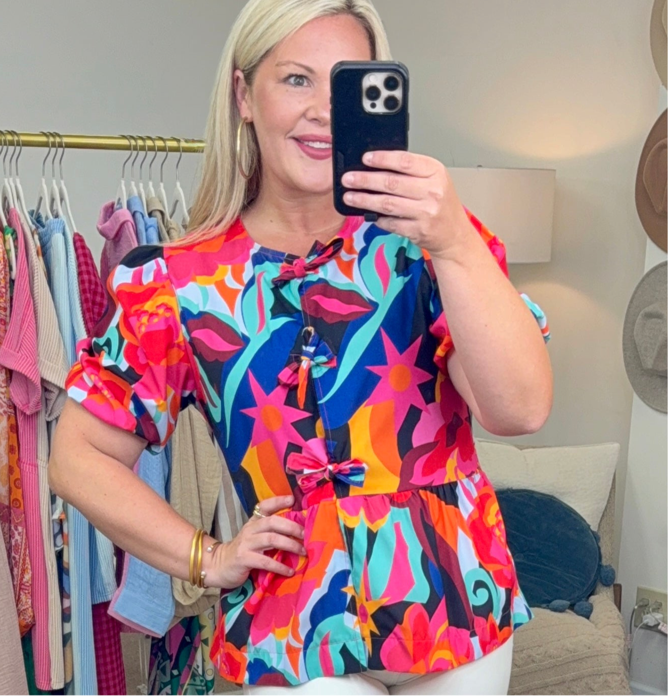 Where There’s Love Printed Bow Blouse