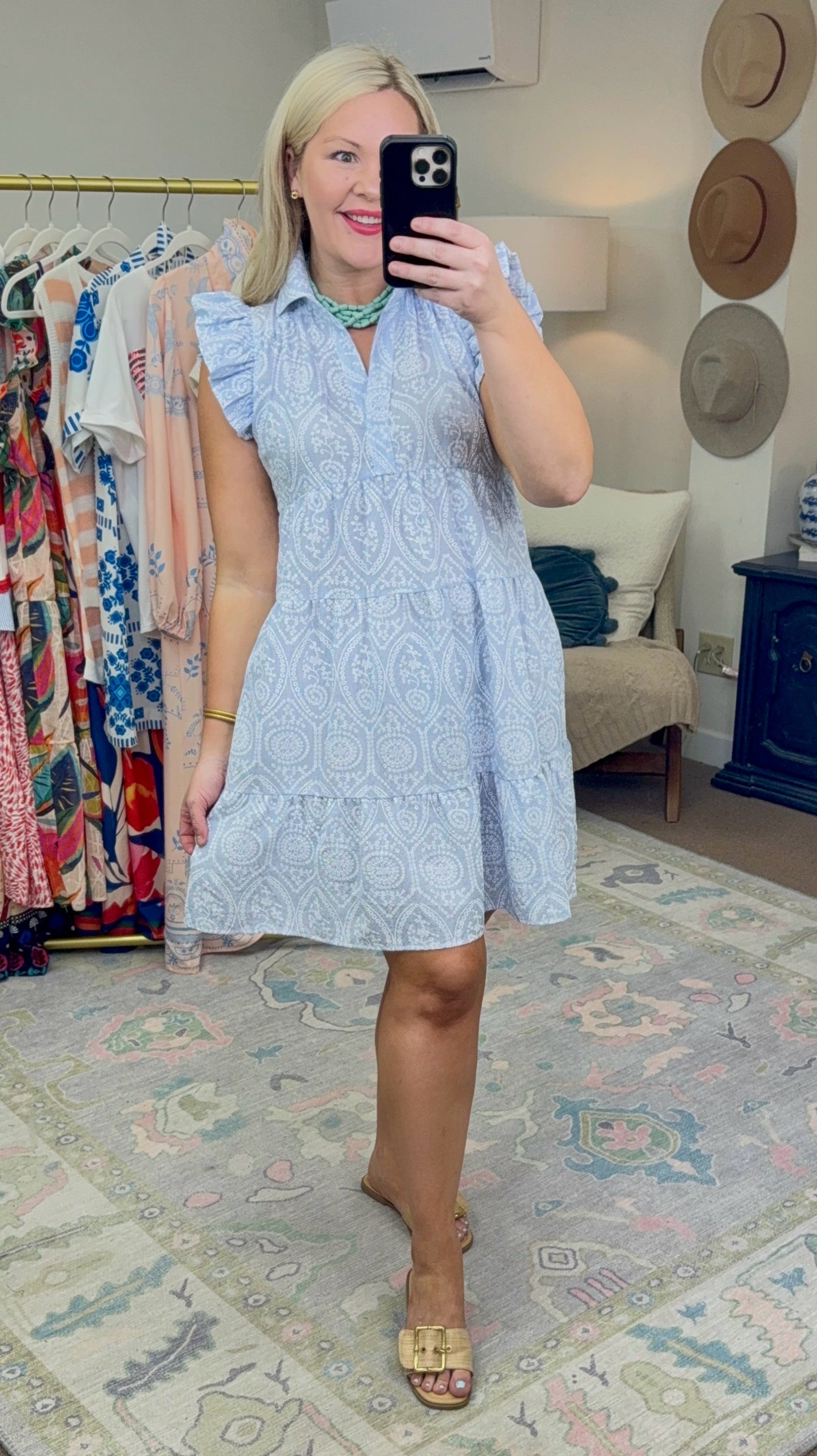Always On Time Tiered Embroidered Dress