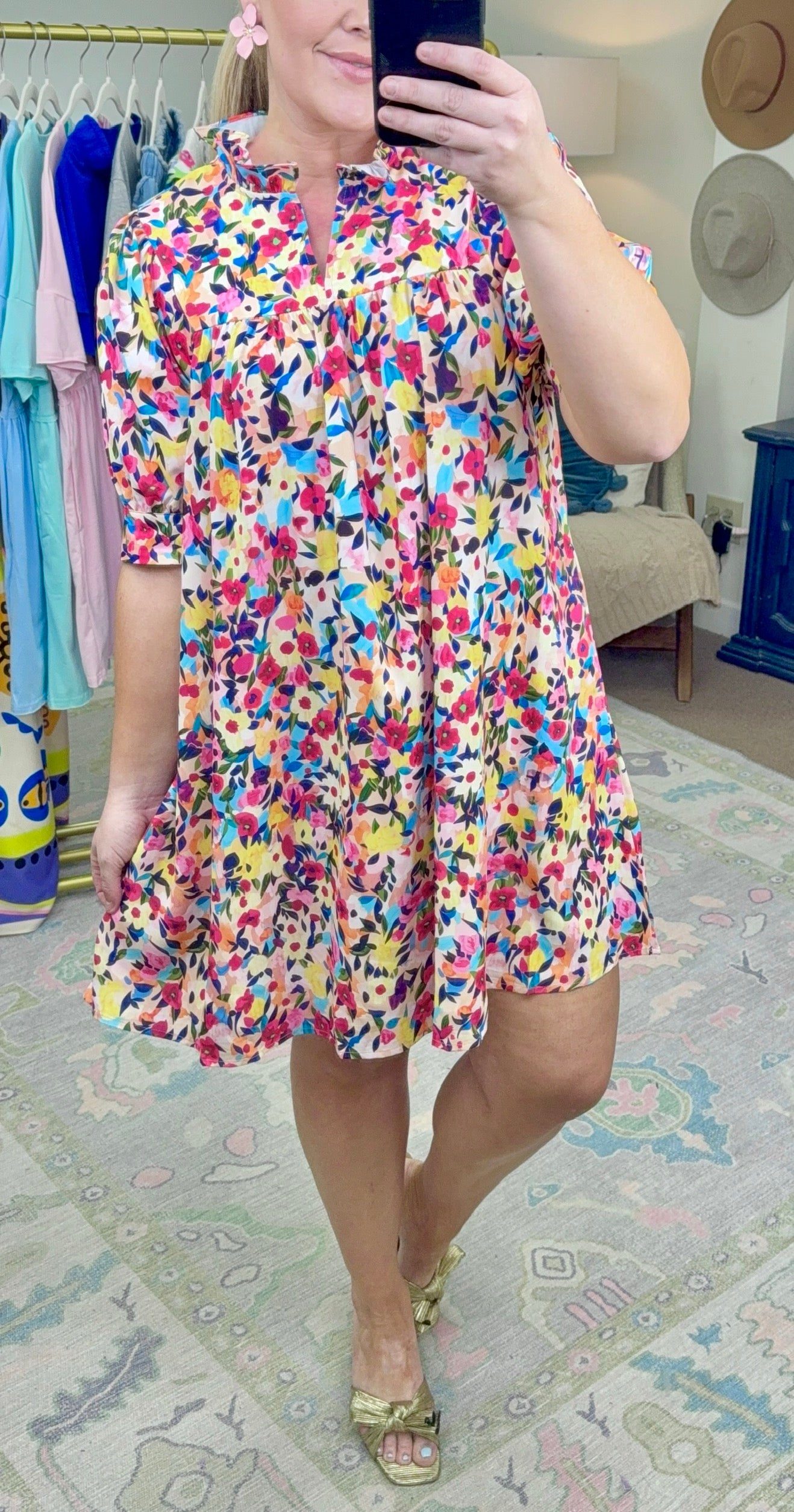 Forever Amen Watercolor Print Babydoll Dress
