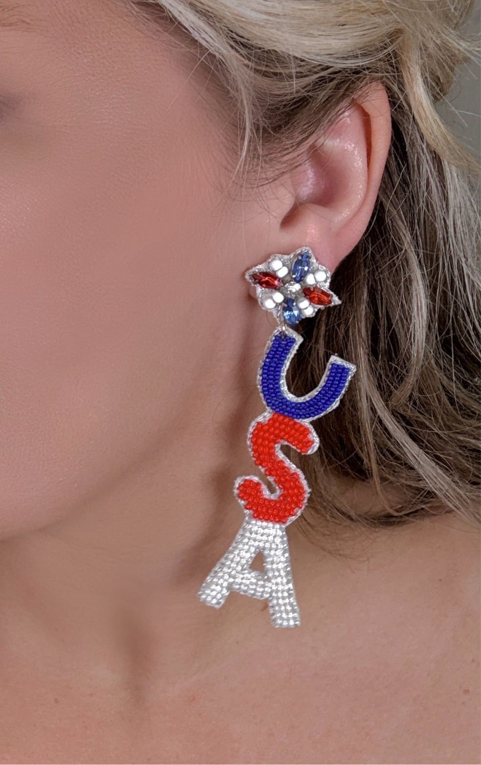 Beaded USA Stack Earrings