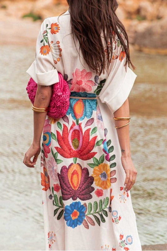 Maldives Motif Print Shirt Dress
