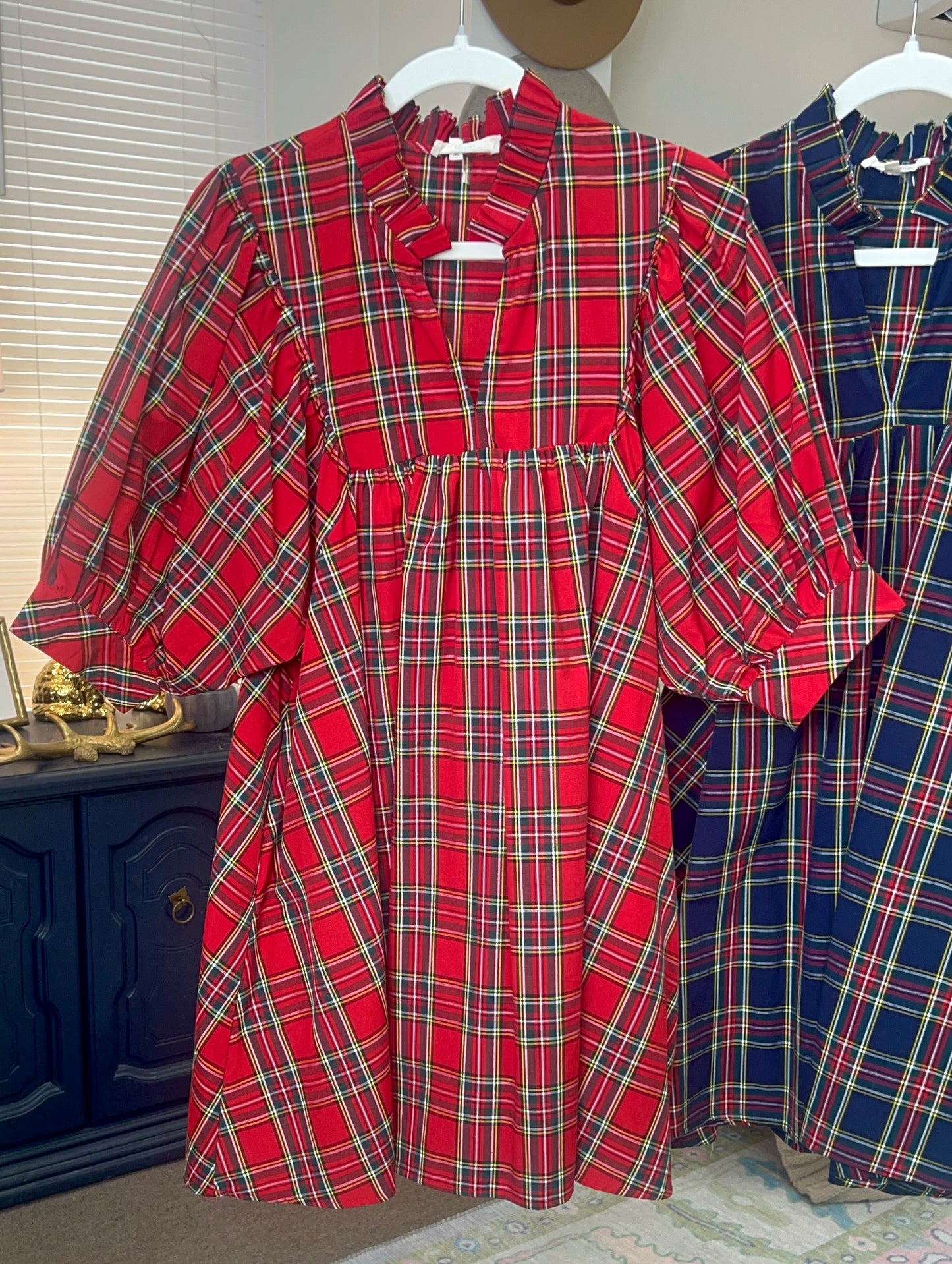 **MORE COLORS** Home For The Holidays Tartan Babydoll Dress