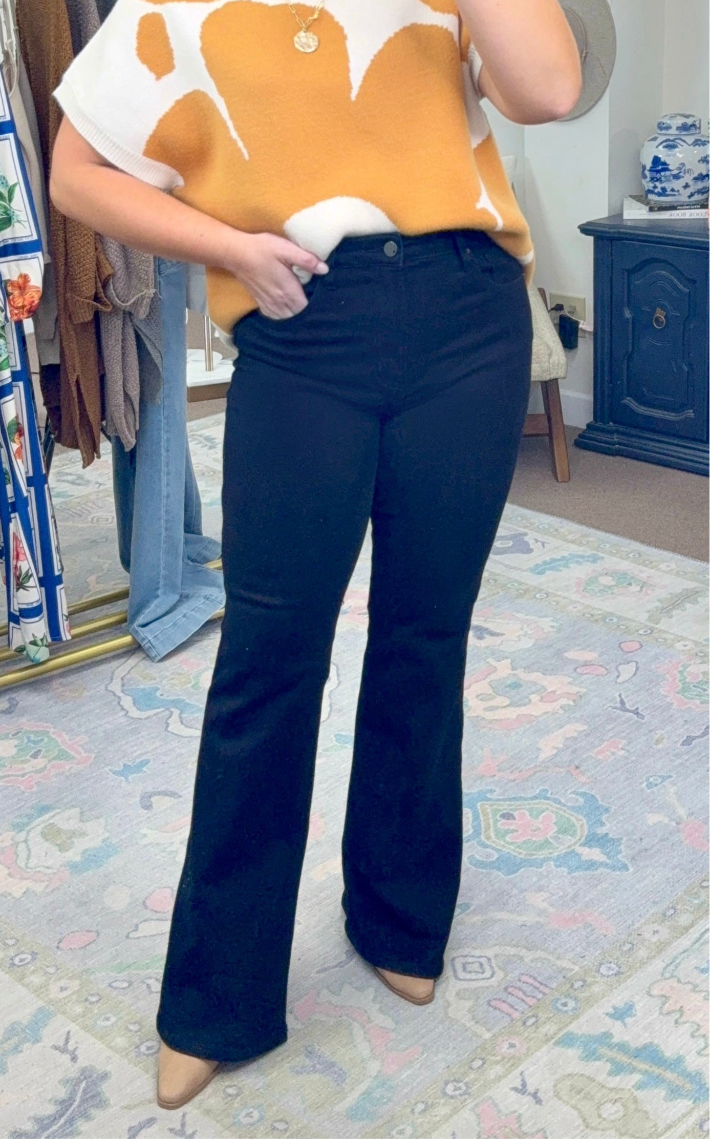 Make My Day Black Flare Jeans