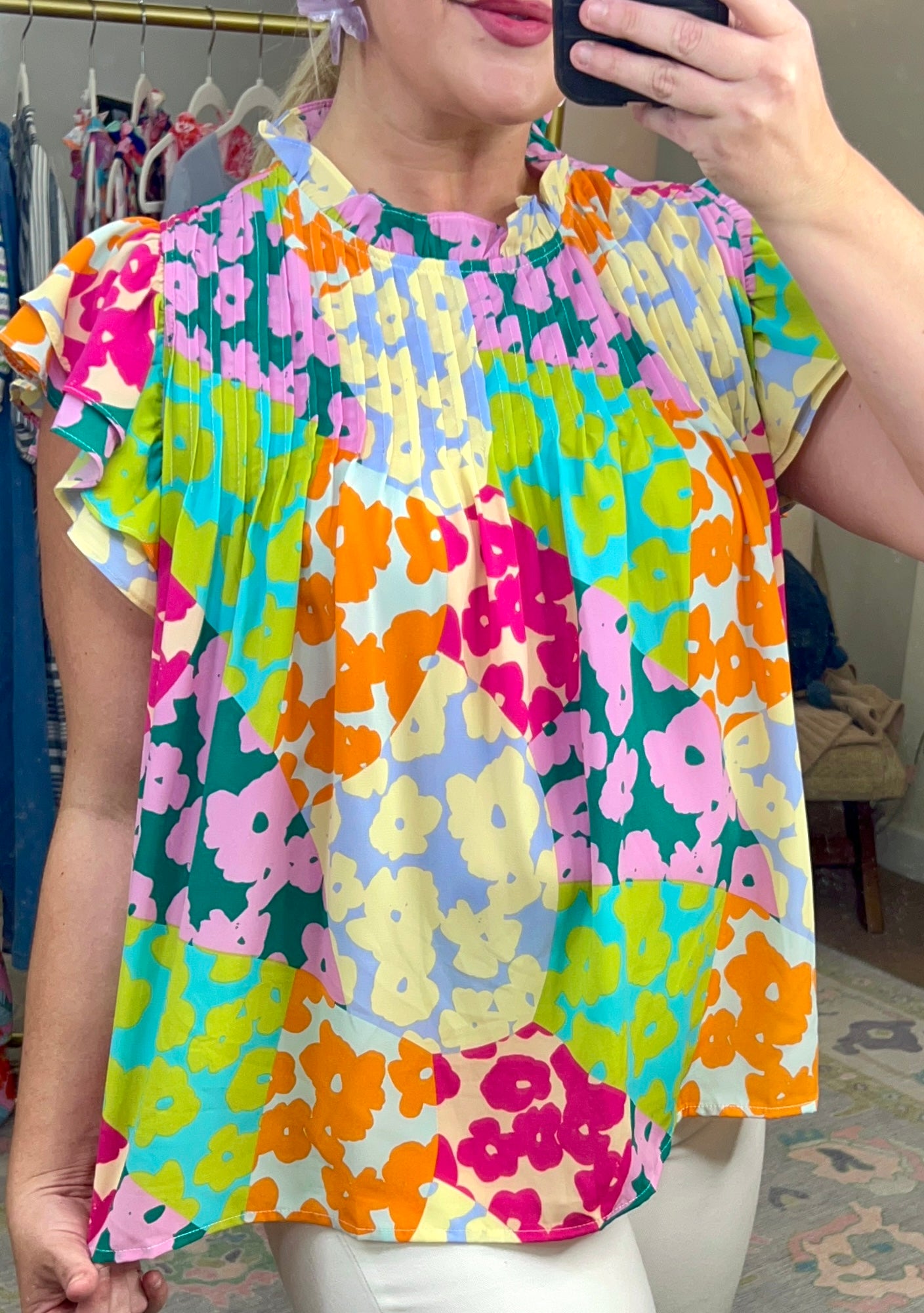 Having Fun Abstract Print Blouse