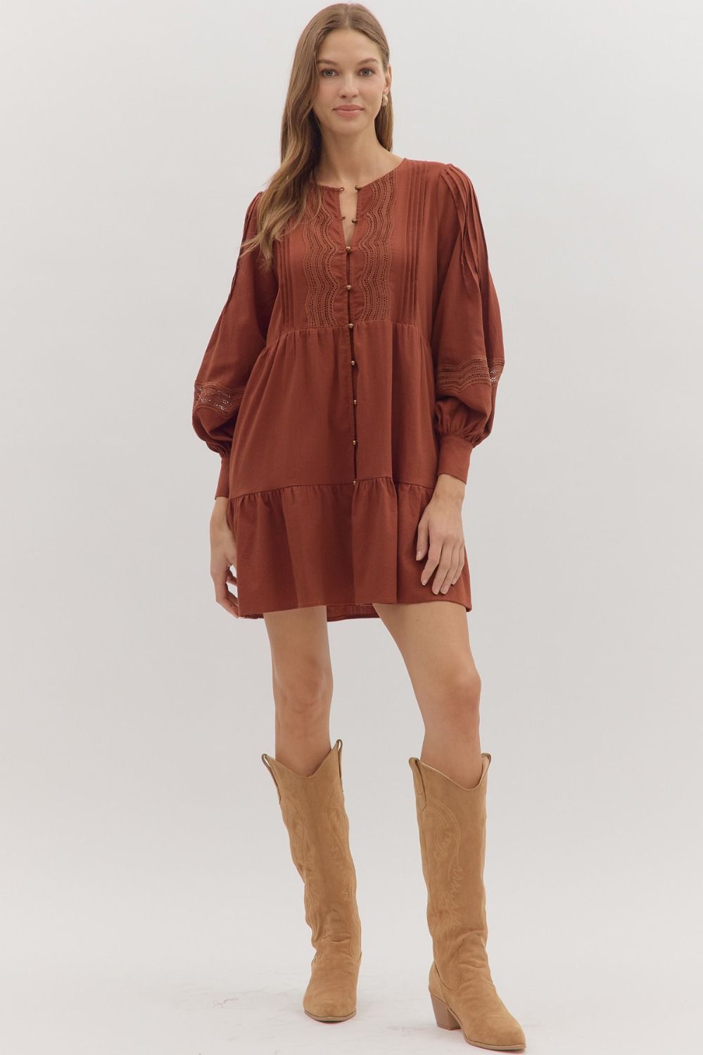Amber Skies Pintuck Dress