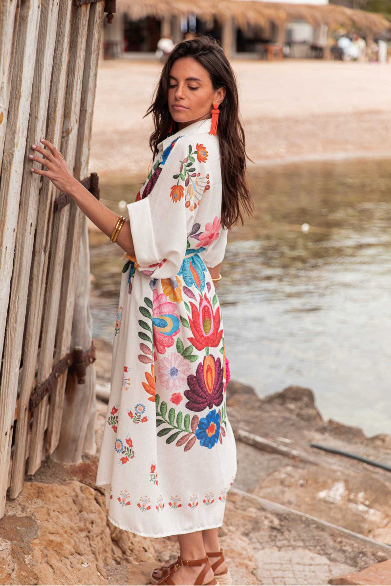 Maldives Motif Print Shirt Dress