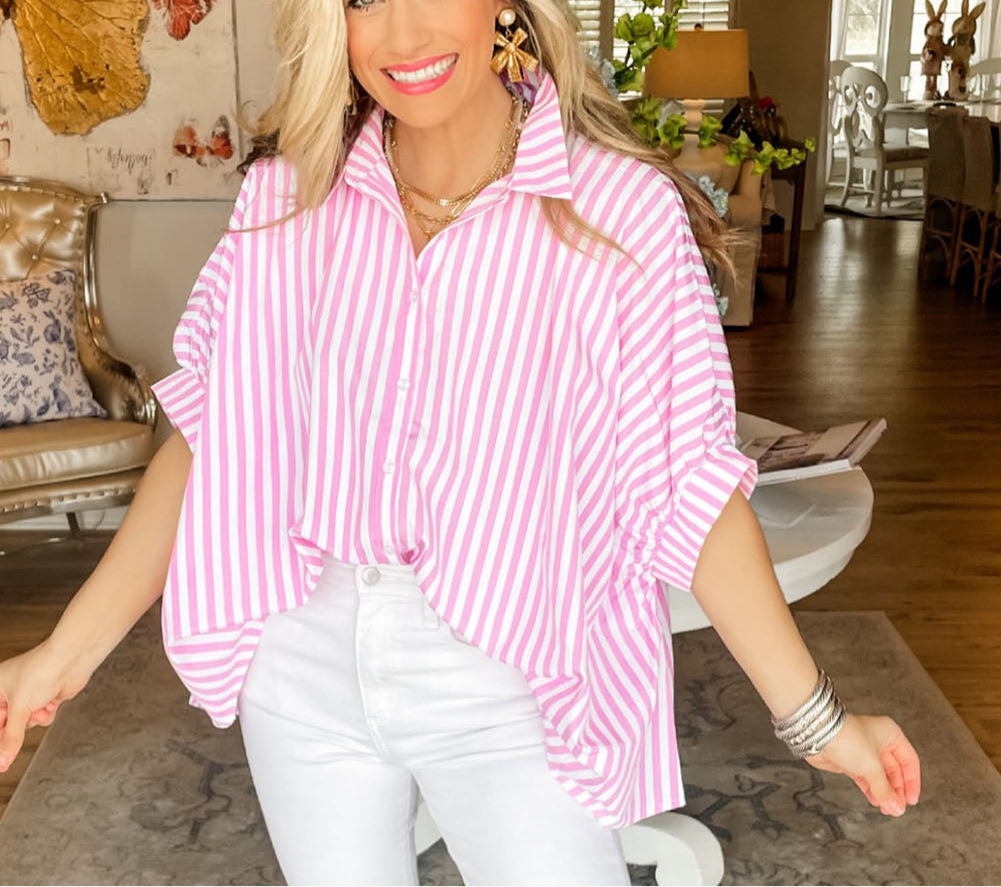 **MORE COLORS** Smooth Talker Stripe Dolman Sleeve Blouse