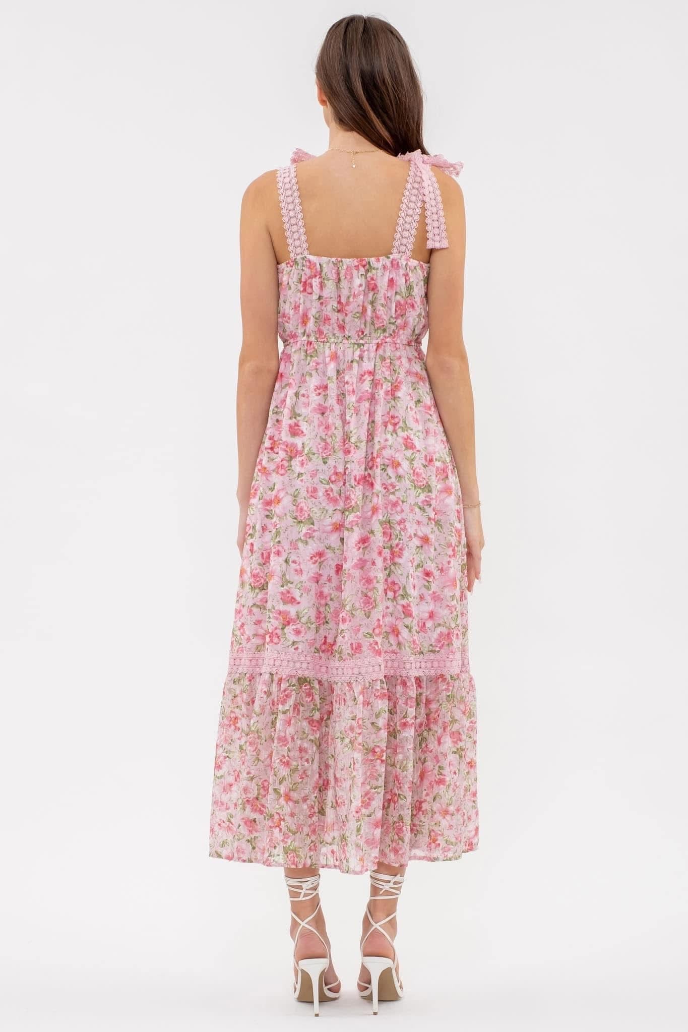 Fresh Florals Tie Strap Maxi Dress