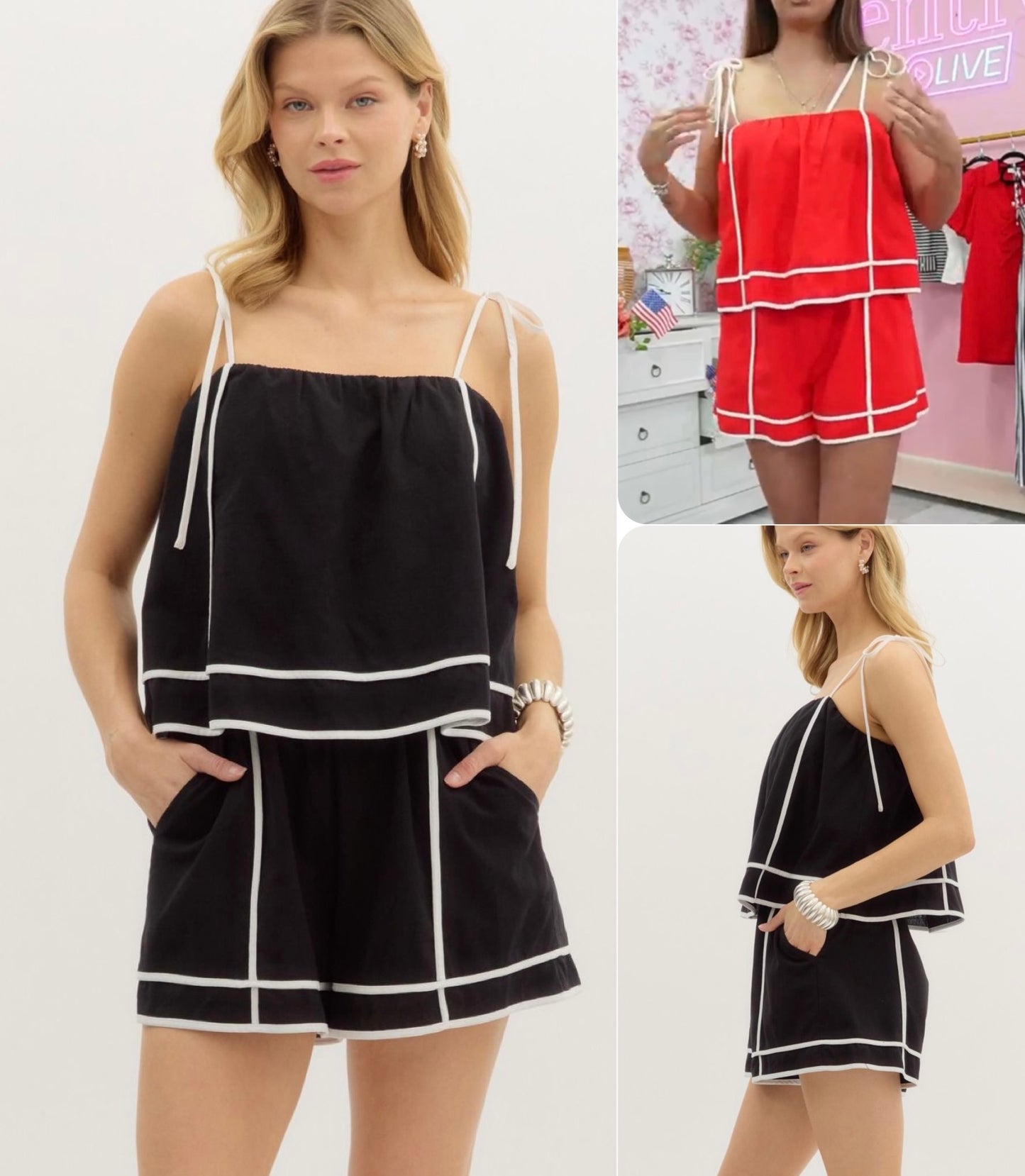 **MORE COLORS** Talk of the Town Shoulder Tie Romper
