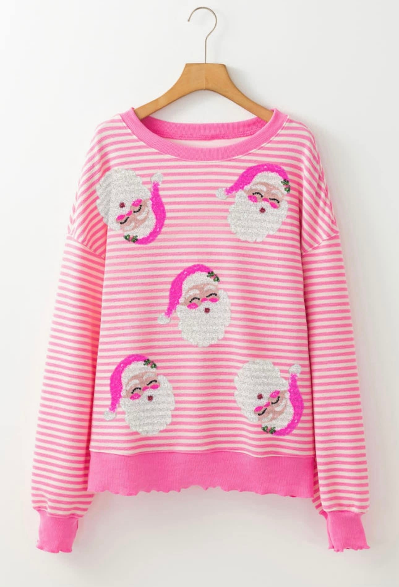 Oh What Fun Sequin Santa Pullover Top