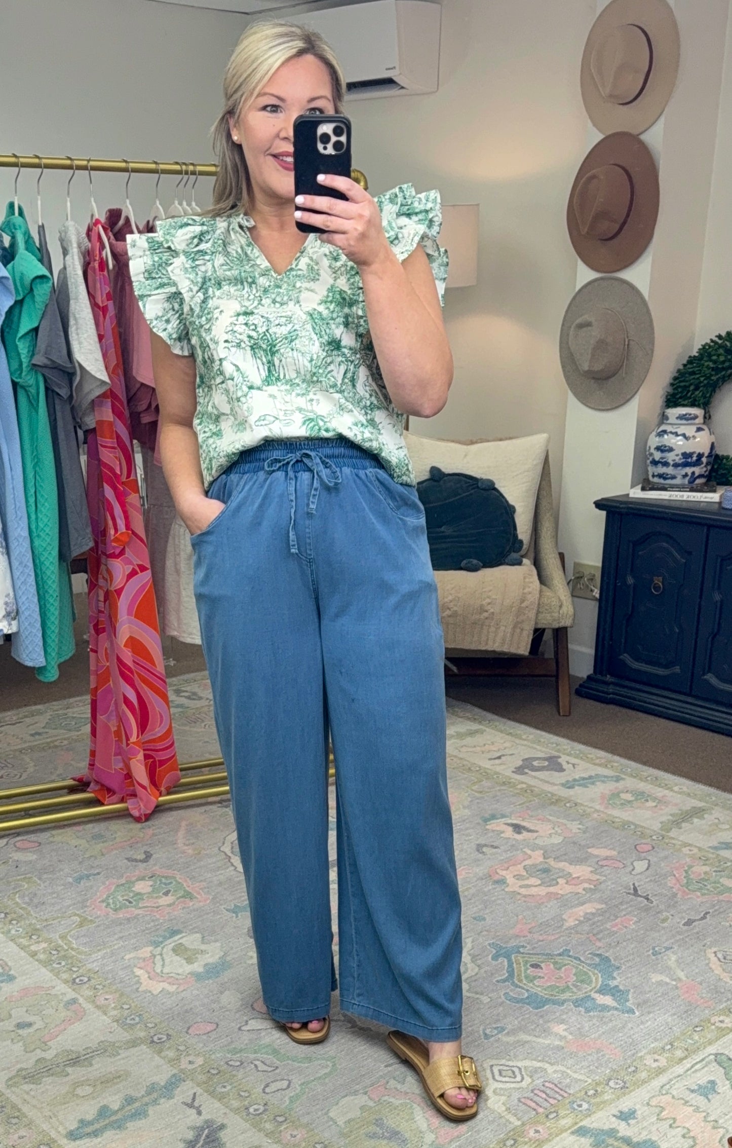 Perfect Timing Wide Leg Chambray Pants