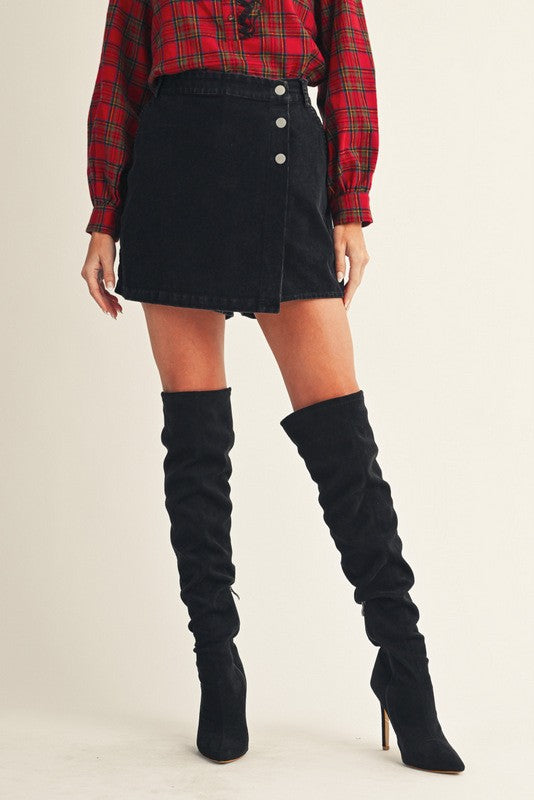 **MORE COLORS** Proper Poise Button Up Corduroy Skort