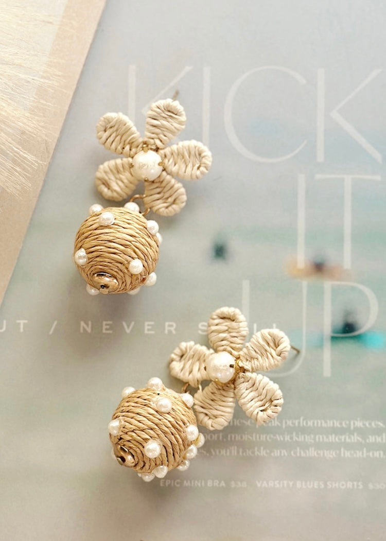 Sweet Retreat Raffia Flower Earrings