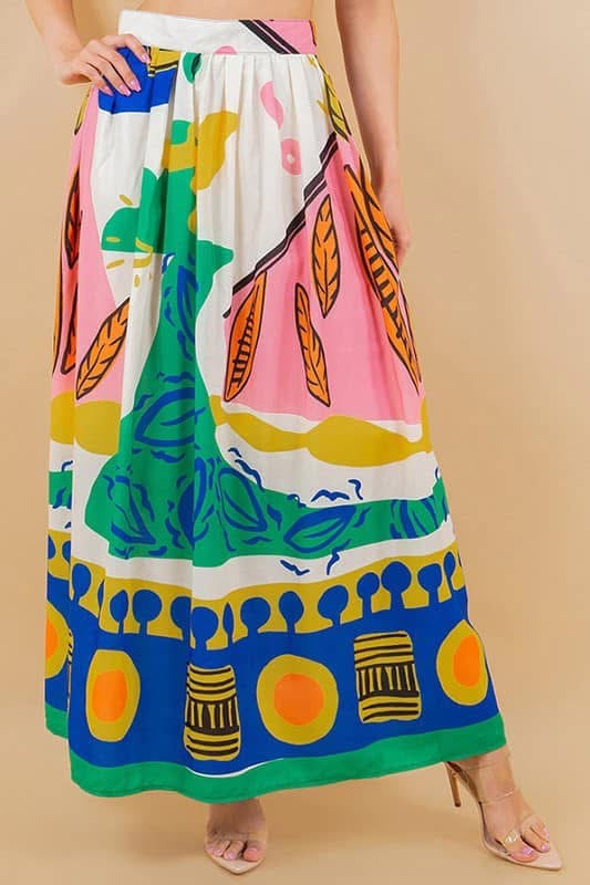 Hot Tropic Abstract Print Skirt