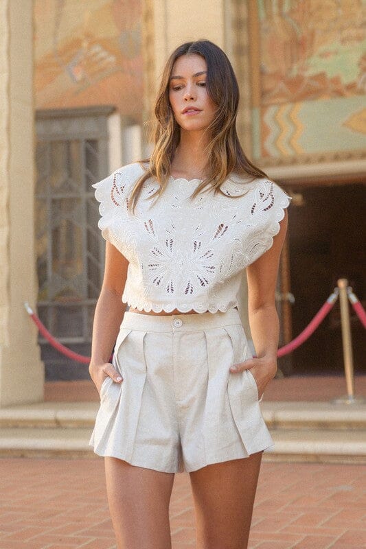 Amalfi Coast Embroidered Linen Short Set