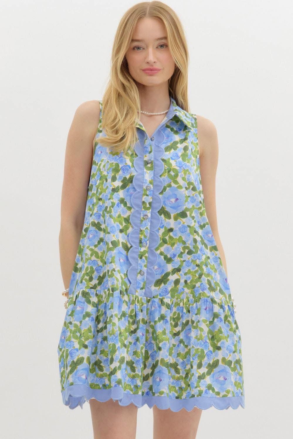 **MORE COLORS** Mod About You Watercolor Printed Scallop Dress
