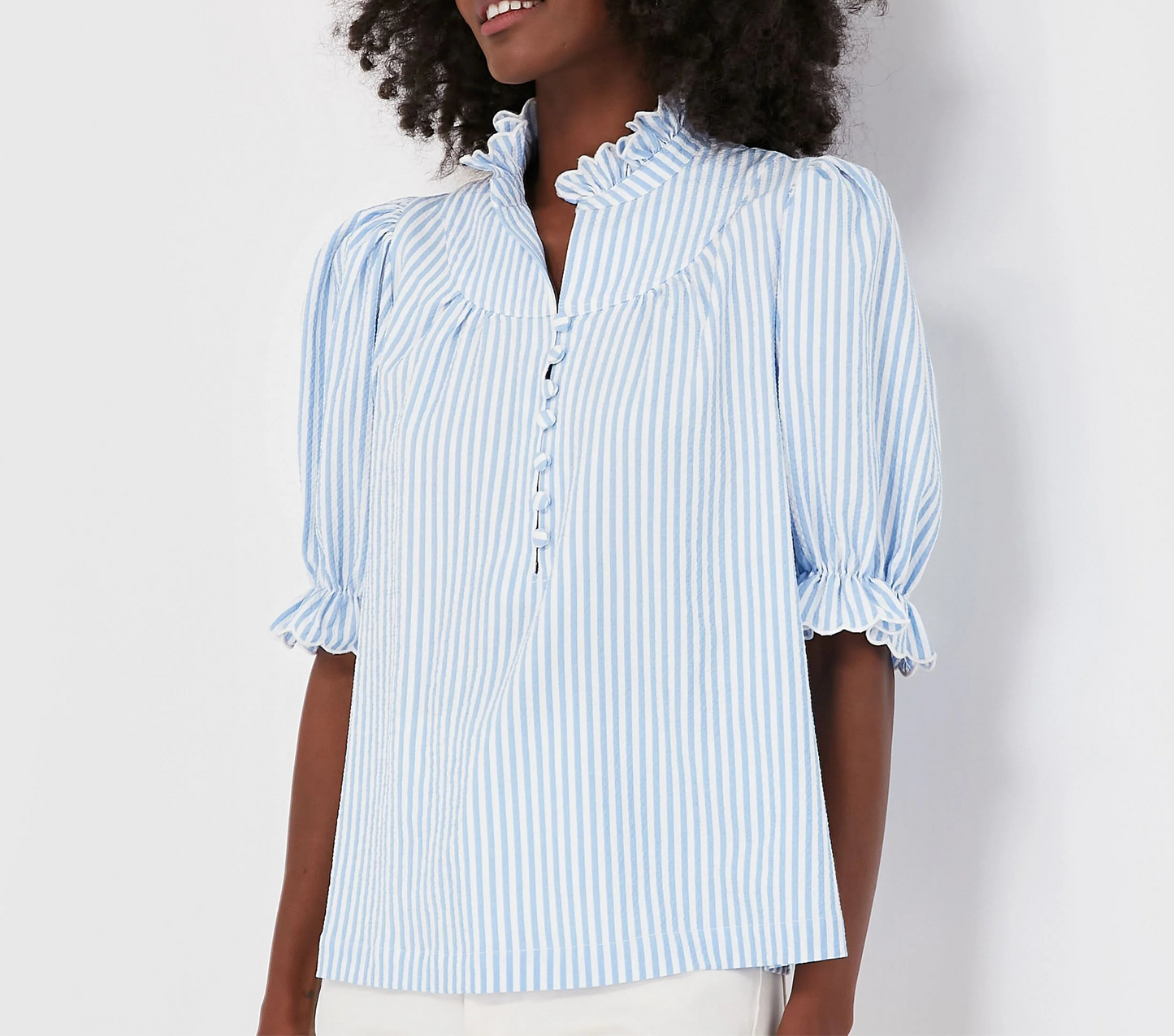 Prim And Polished Ruffle Neck Blouse