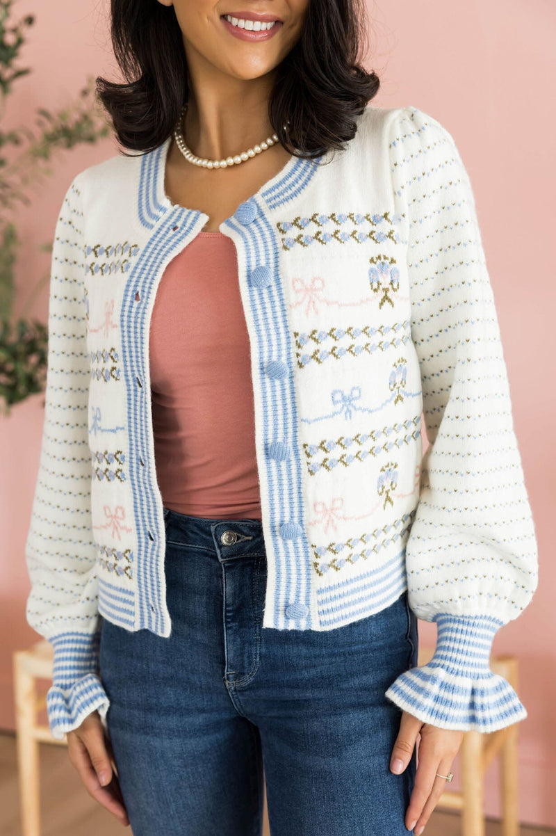 More Demure Frill Knit Cardigan