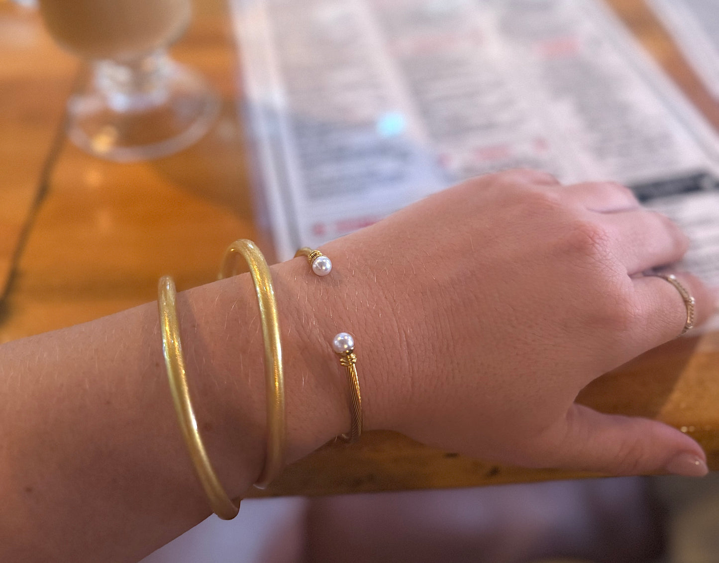 Sweet Addition Pearl Coil Cuff Bracelet