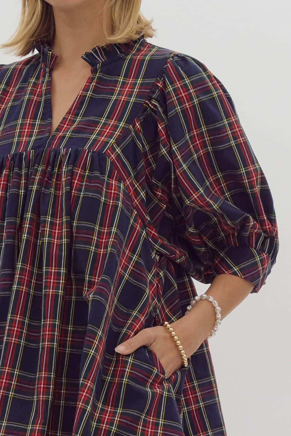 **MORE COLORS** Home For The Holidays Tartan Babydoll Dress