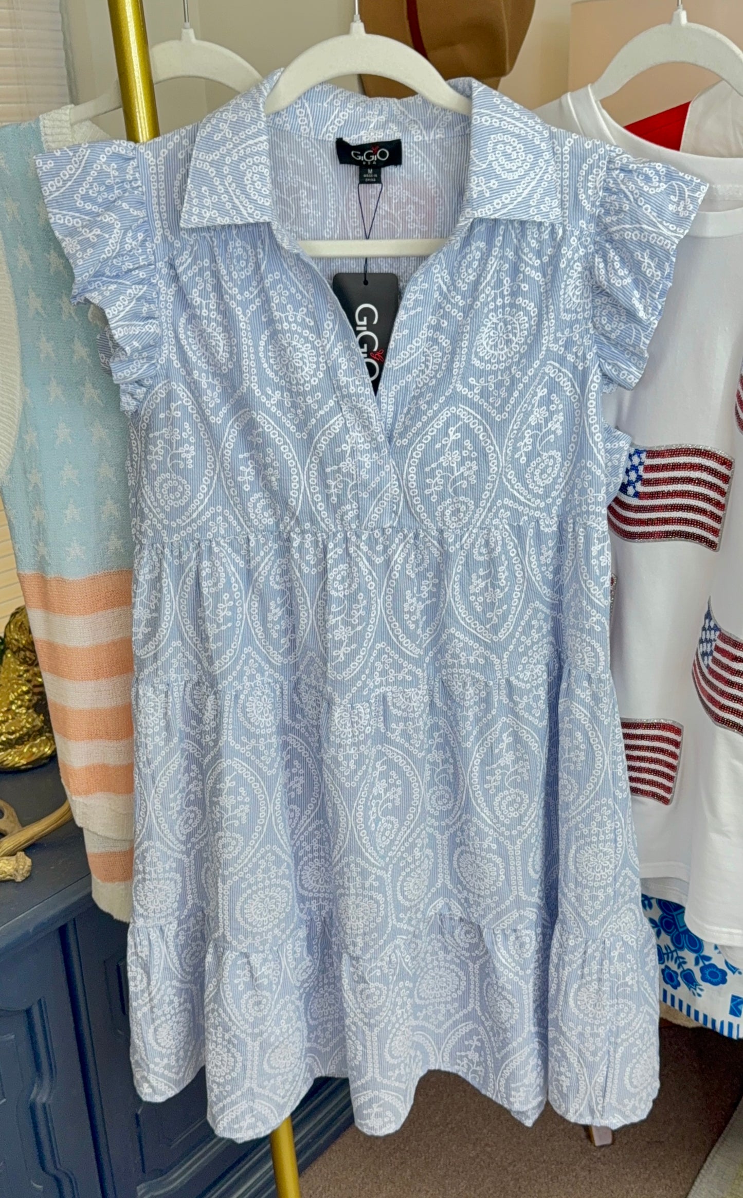Always On Time Tiered Embroidered Dress