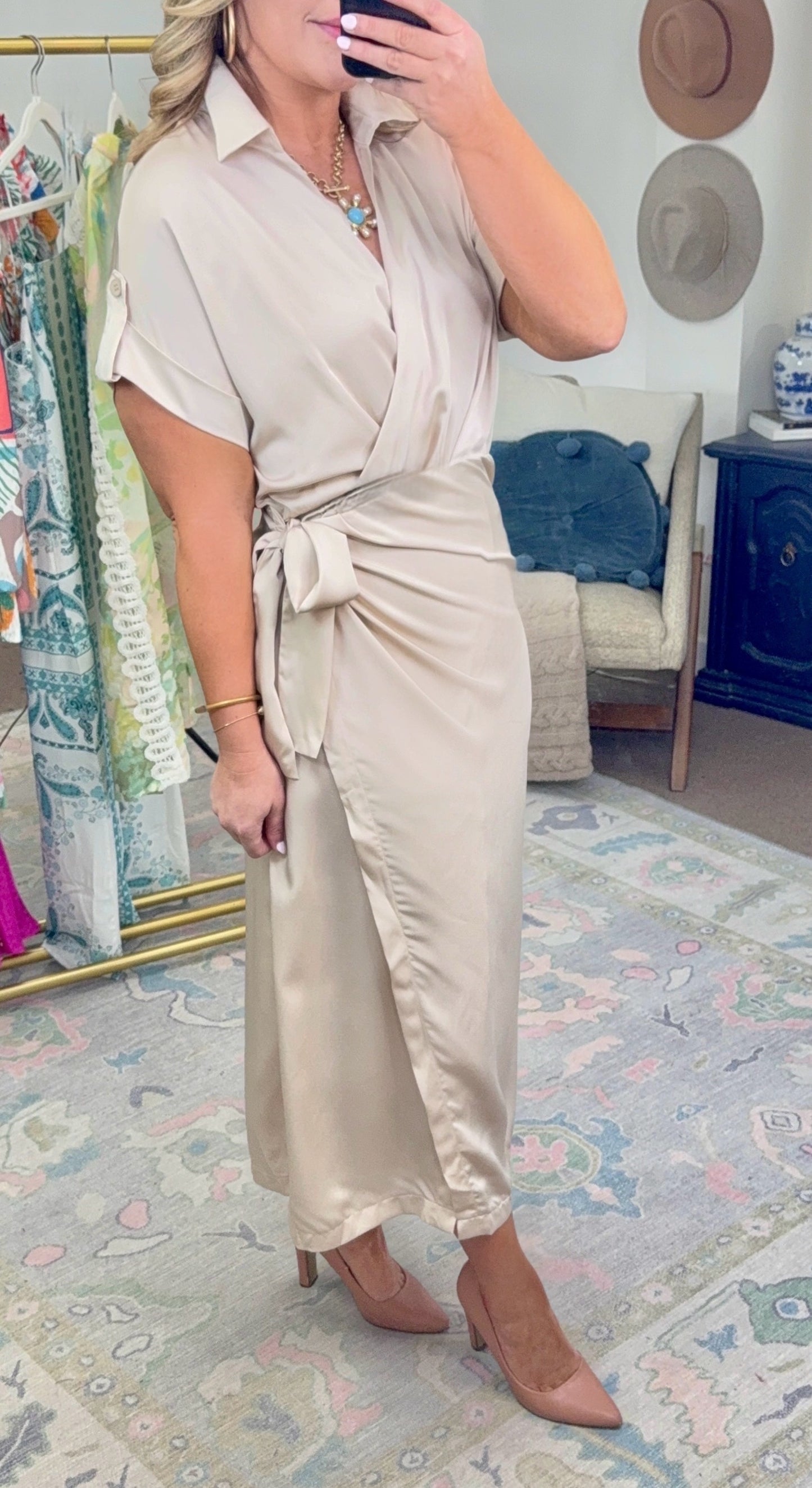 ENTRO: Evening Plans Collared Wrap Dress