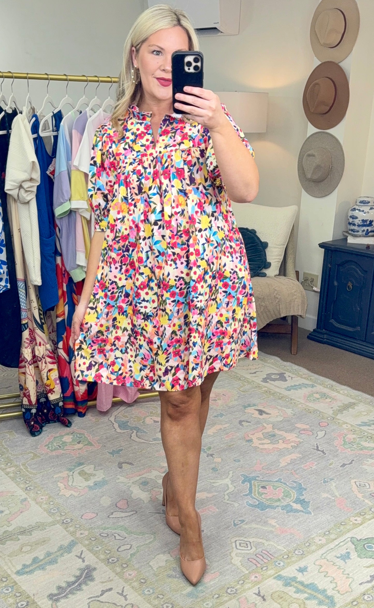 Forever Amen Watercolor Print Babydoll Dress